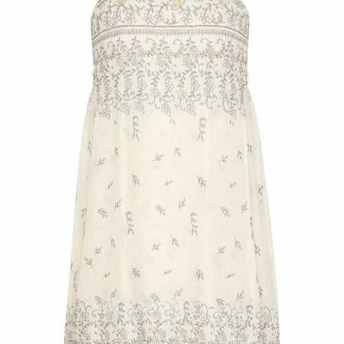 Simon Daniels Womens Beige Floral Viscose Slip Dress Size 14 Square Neck Pullover - Lined