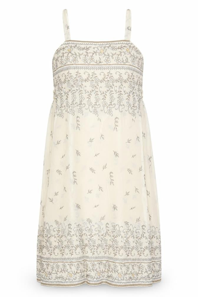 Simon Daniels Womens Beige Floral Viscose Slip Dress Size 14 Square Neck Pullover - Lined