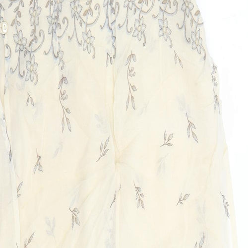 Simon Daniels Womens Beige Floral Viscose Slip Dress Size 14 Square Neck Pullover - Lined