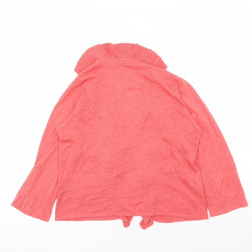Debenhams Womens Red V-Neck 100% Cotton Cardigan Jumper Size 14 - Waterfall Design
