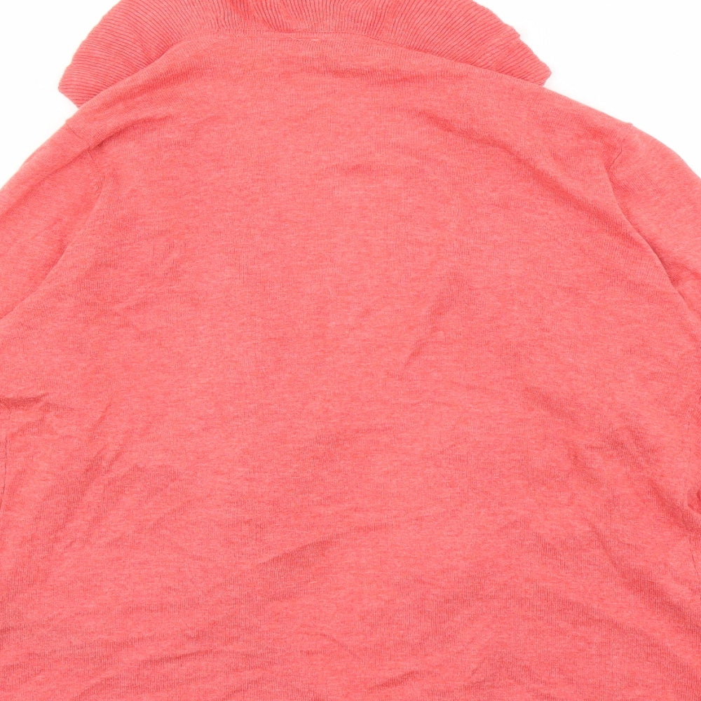 Debenhams Womens Red V-Neck 100% Cotton Cardigan Jumper Size 14 - Waterfall Design