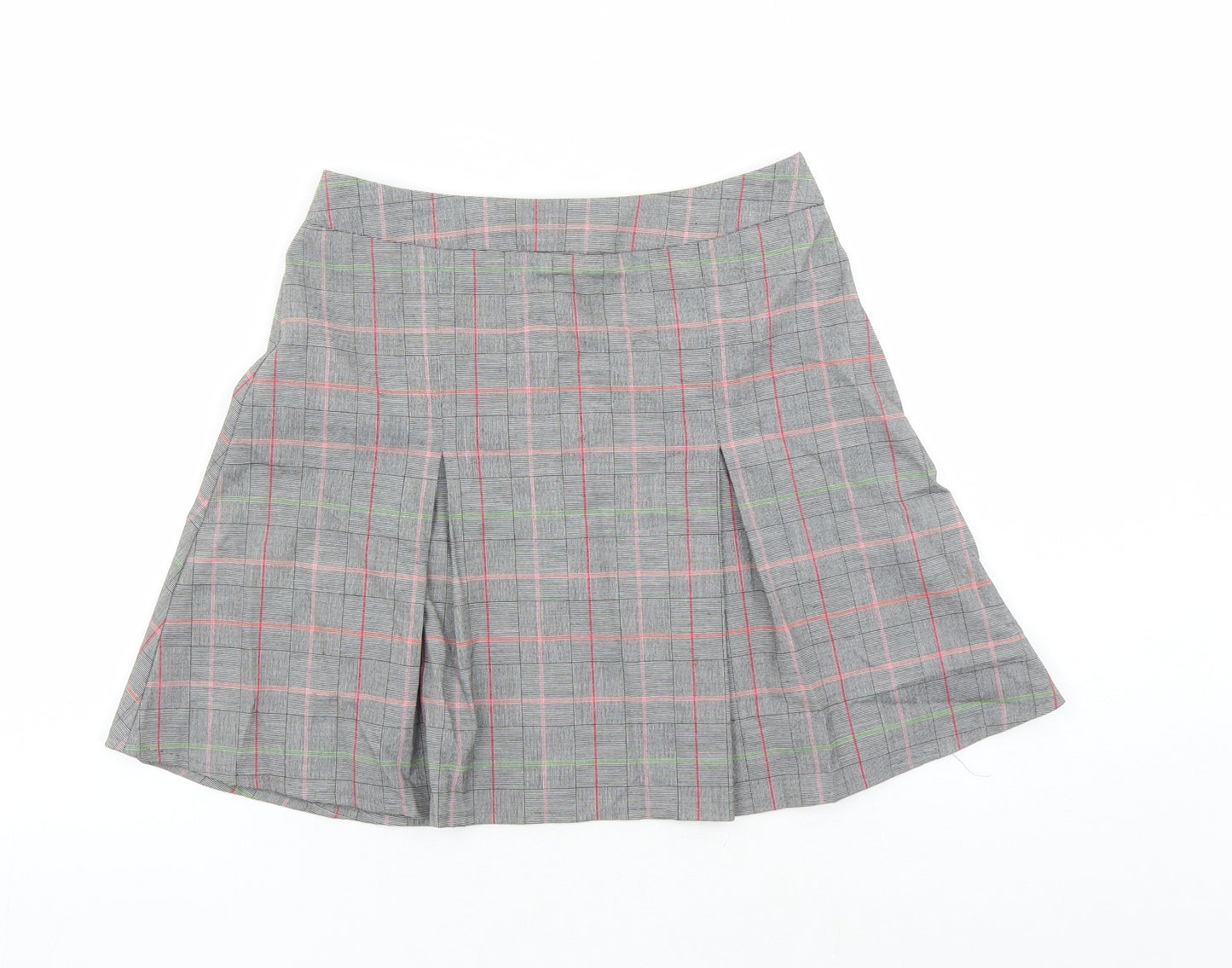 Cooperative Womens Grey Plaid Polyester A-Line Skirt Size S Zip