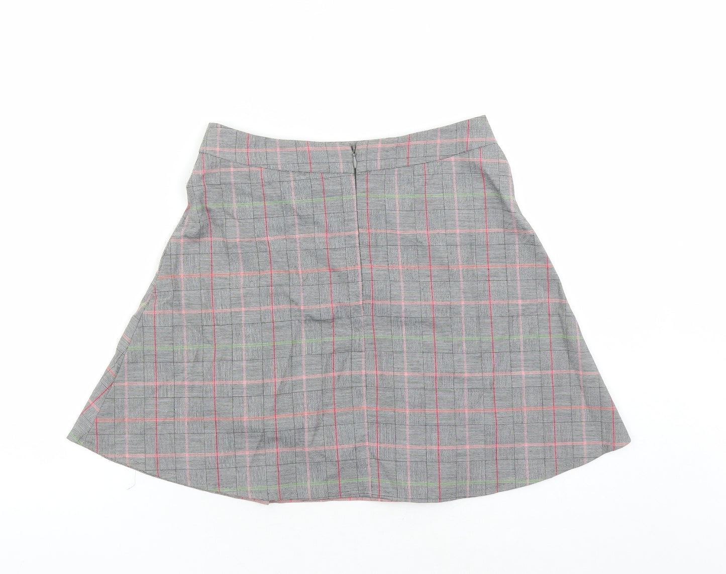 Cooperative Womens Grey Plaid Polyester A-Line Skirt Size S Zip