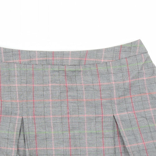 Cooperative Womens Grey Plaid Polyester A-Line Skirt Size S Zip