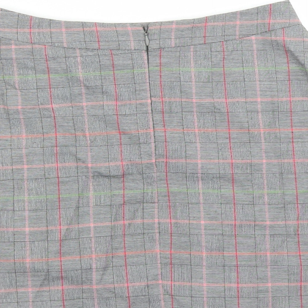 Cooperative Womens Grey Plaid Polyester A-Line Skirt Size S Zip