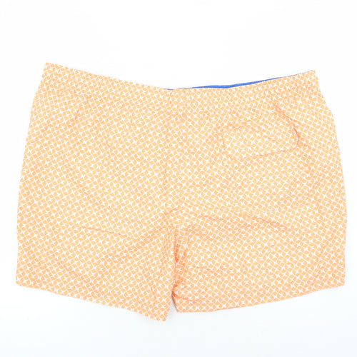 Marks and Spencer Mens Orange Geometric Polyester Sweat Shorts Size 3XL L6 in Regular Drawstring - Elasticated Waist Swim Shorts Pockets