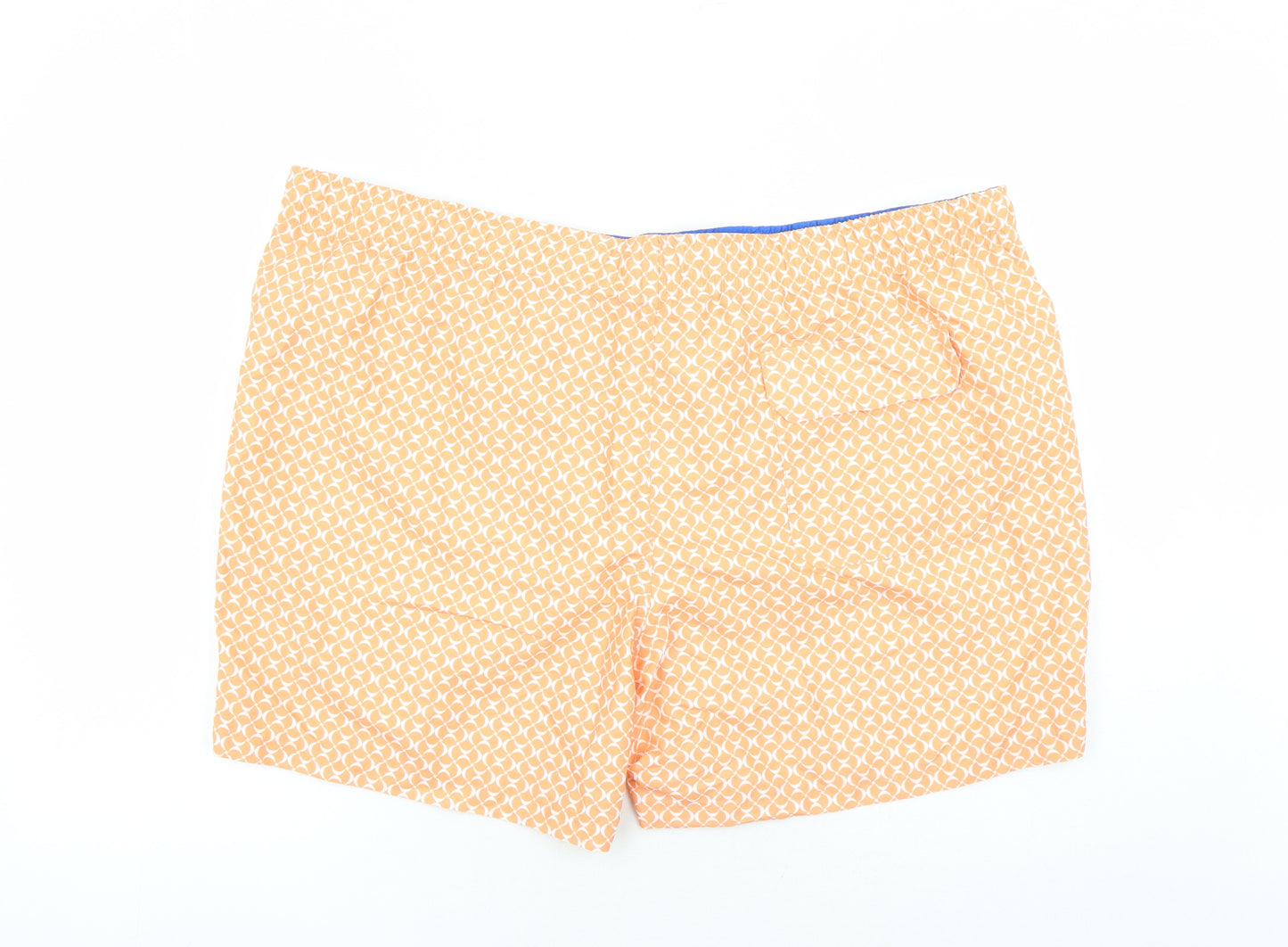 Marks and Spencer Mens Orange Geometric Polyester Sweat Shorts Size 3XL L6 in Regular Drawstring - Elasticated Waist Swim Shorts Pockets