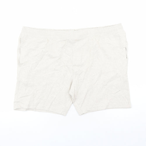 Autograph Mens Beige Cotton Sweat Shorts Size 3XL L7 in Regular Drawstring - Elasticated Waist Pockets