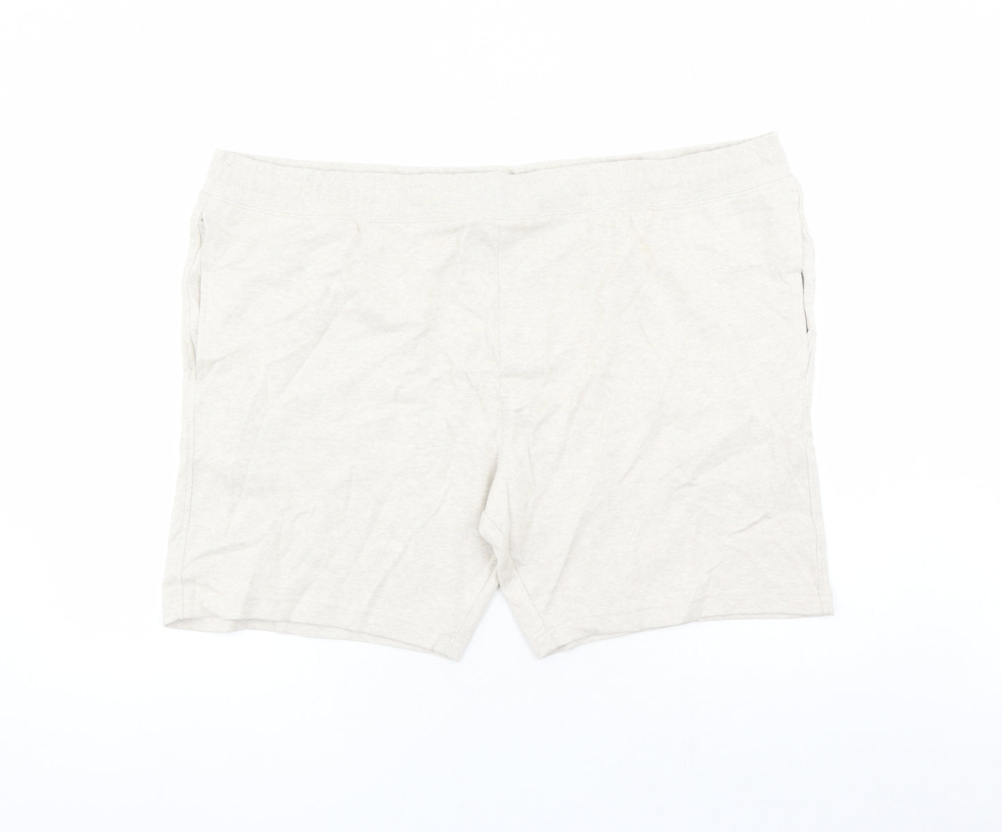 Autograph Mens Beige Cotton Sweat Shorts Size 3XL L7 in Regular Drawstring - Elasticated Waist Pockets