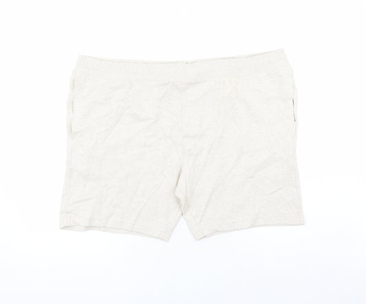 Autograph Mens Beige Cotton Sweat Shorts Size 3XL L7 in Regular Drawstring - Elasticated Waist Pockets