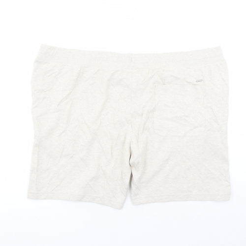 Autograph Mens Beige Cotton Sweat Shorts Size 3XL L7 in Regular Drawstring - Elasticated Waist Pockets