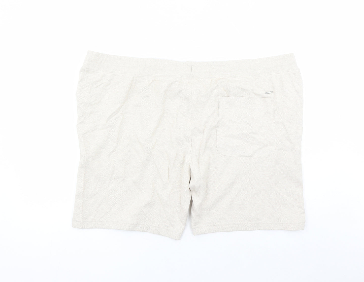 Autograph Mens Beige Cotton Sweat Shorts Size 3XL L7 in Regular Drawstring - Elasticated Waist Pockets