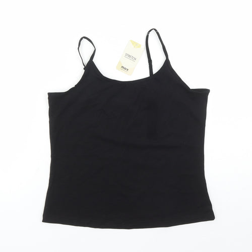Max Womens Black Cotton Basic Tank Size L Round Neck - Stretch