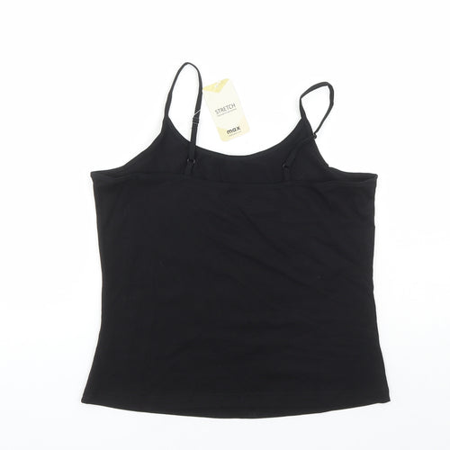 Max Womens Black Cotton Basic Tank Size L Round Neck - Stretch