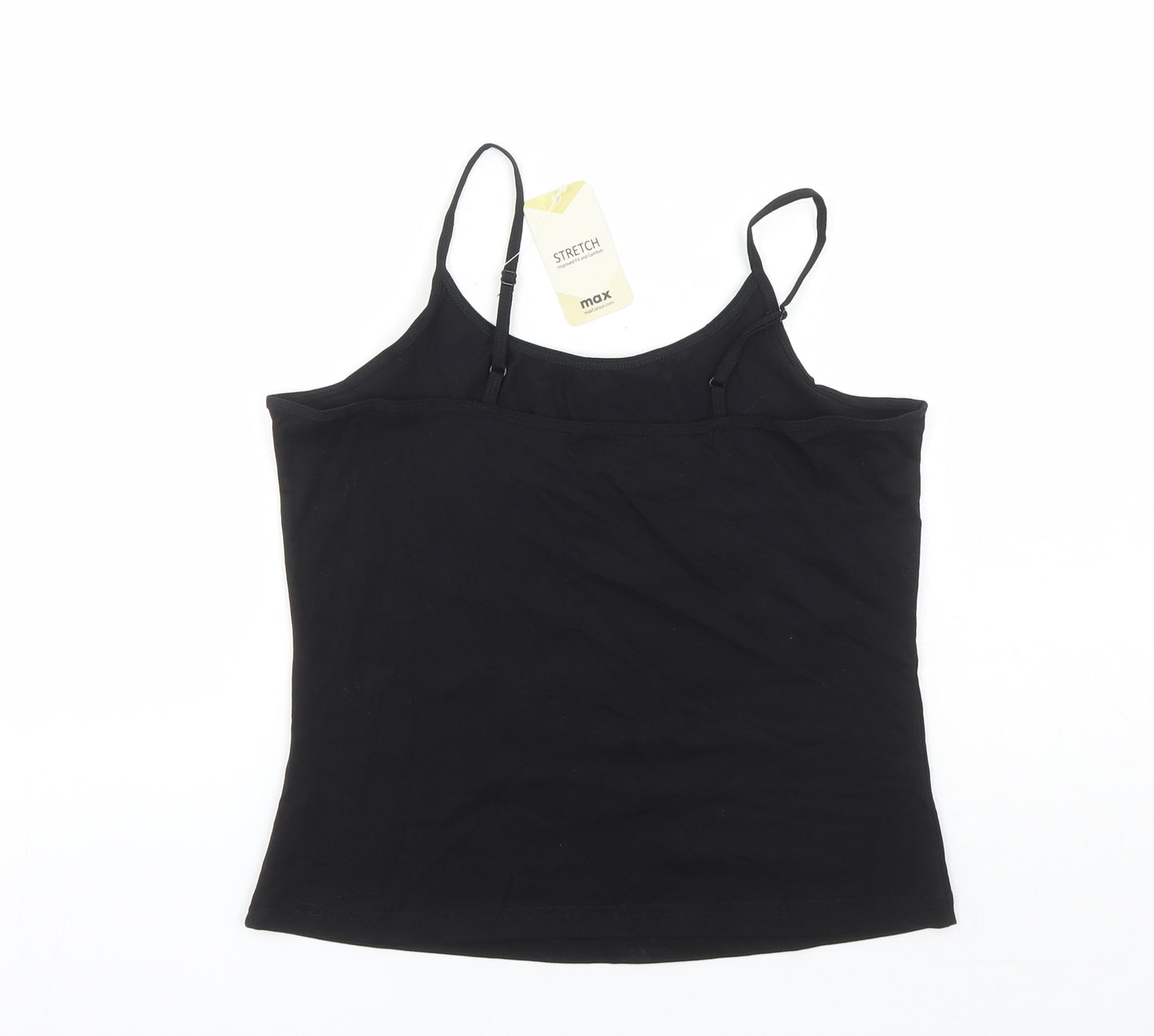 Max Womens Black Cotton Basic Tank Size L Round Neck - Stretch