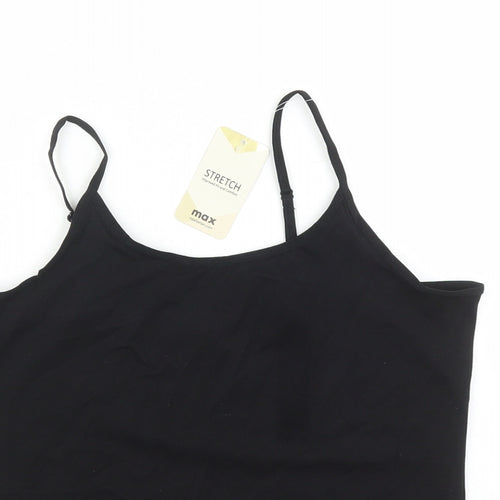 Max Womens Black Cotton Basic Tank Size L Round Neck - Stretch