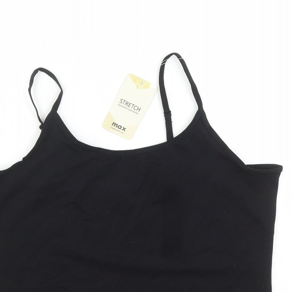 Max Womens Black Cotton Basic Tank Size L Round Neck - Stretch