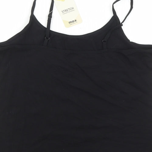 Max Womens Black Cotton Basic Tank Size L Round Neck - Stretch