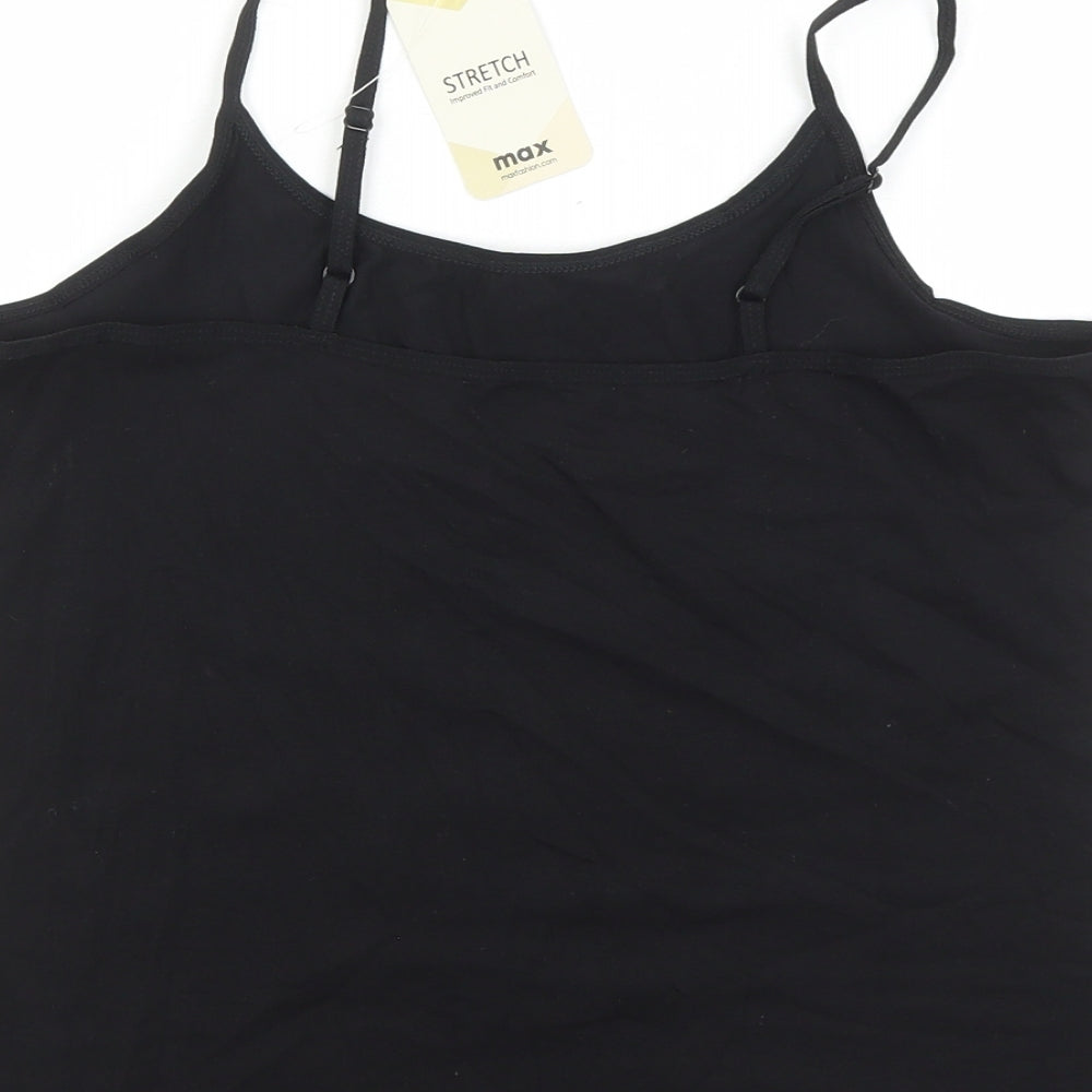 Max Womens Black Cotton Basic Tank Size L Round Neck - Stretch
