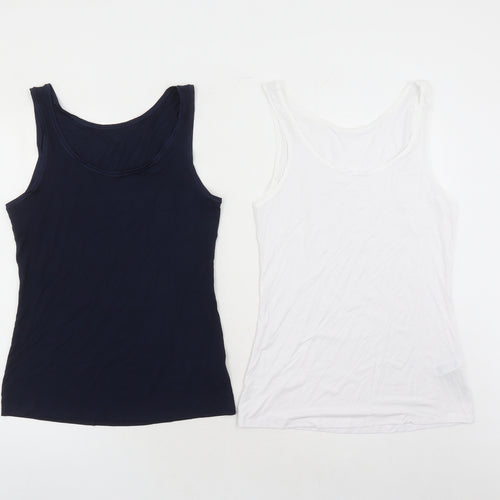 Marks and Spencer Womens Multicoloured Modal Basic Tank Size 10 Round Neck - Pack Of Two
