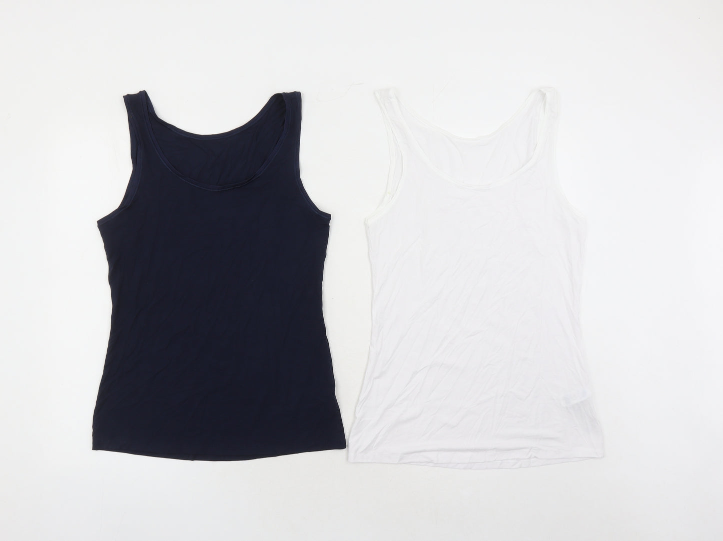 Marks and Spencer Womens Multicoloured Modal Basic Tank Size 10 Round Neck - Pack Of Two