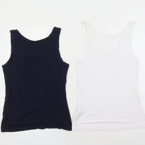 Marks and Spencer Womens Multicoloured Modal Basic Tank Size 10 Round Neck - Pack Of Two
