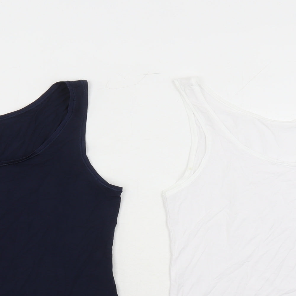 Marks and Spencer Womens Multicoloured Modal Basic Tank Size 10 Round Neck - Pack Of Two
