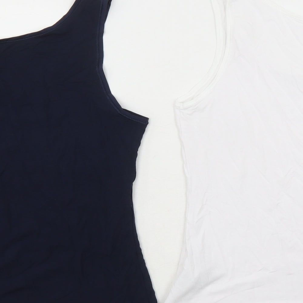 Marks and Spencer Womens Multicoloured Modal Basic Tank Size 10 Round Neck - Pack Of Two