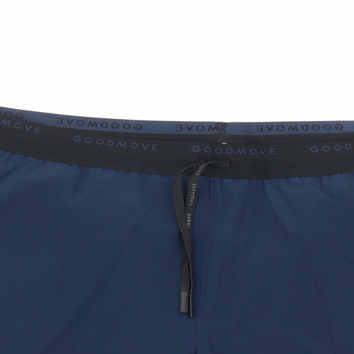 GOODMOVE Mens Blue Polyester Athletic Shorts Size XL L6 in Regular Drawstring - Elasticated Waist