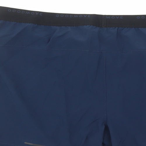 GOODMOVE Mens Blue Polyester Athletic Shorts Size XL L6 in Regular Drawstring - Elasticated Waist