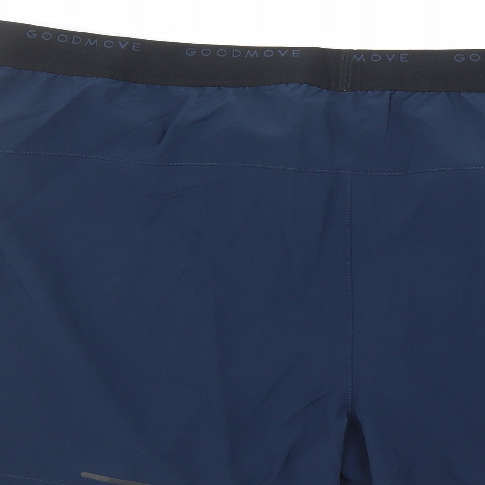 GOODMOVE Mens Blue Polyester Athletic Shorts Size XL L6 in Regular Drawstring - Elasticated Waist