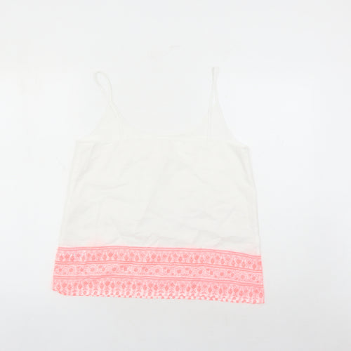 Marks and Spencer Womens White Geometric Acrylic Camisole Tank Size 12 Round Neck