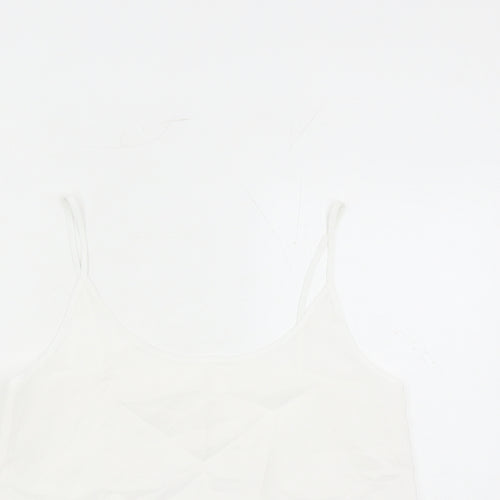 Marks and Spencer Womens White Geometric Acrylic Camisole Tank Size 12 Round Neck