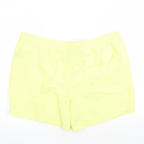 Marks and Spencer Mens Yellow Polyester Sweat Shorts Size 3XL L6 in Regular Drawstring - Elasticated Waist Swim Shorts Pockets