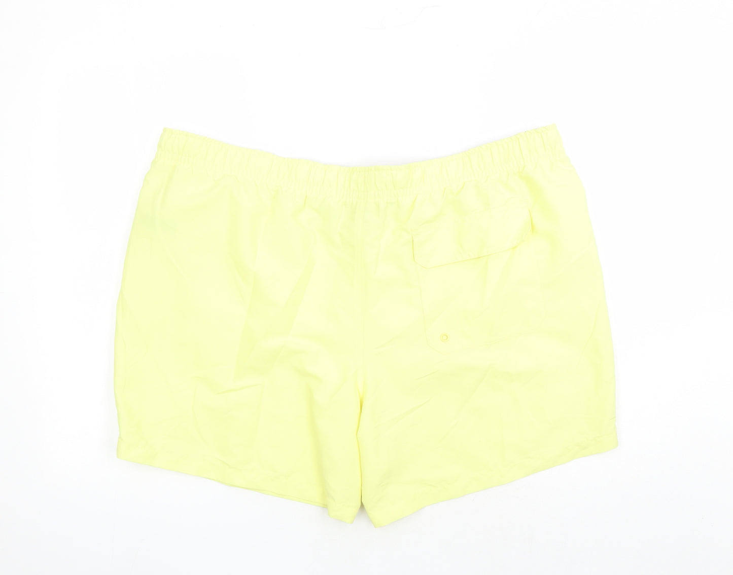 Marks and Spencer Mens Yellow Polyester Sweat Shorts Size 3XL L6 in Regular Drawstring - Elasticated Waist Swim Shorts Pockets