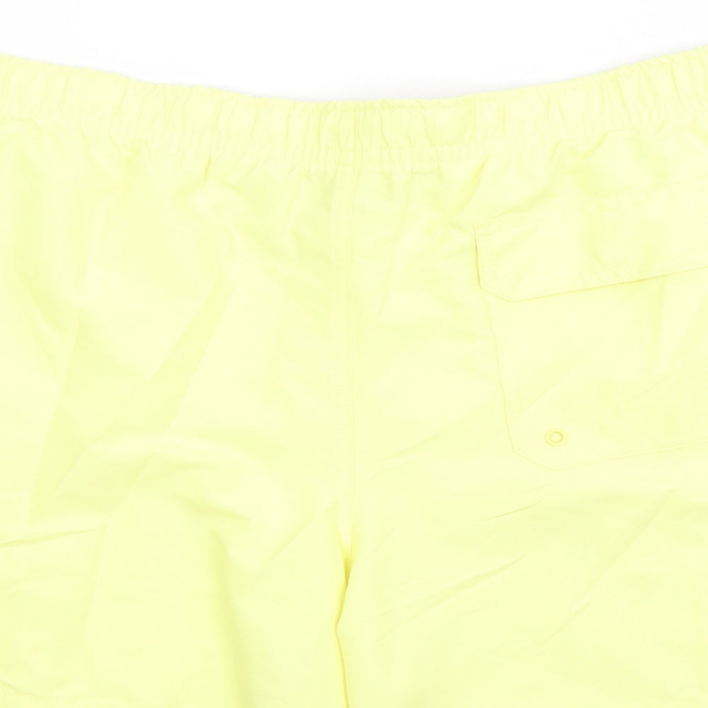 Marks and Spencer Mens Yellow Polyester Sweat Shorts Size 3XL L6 in Regular Drawstring - Elasticated Waist Swim Shorts Pockets