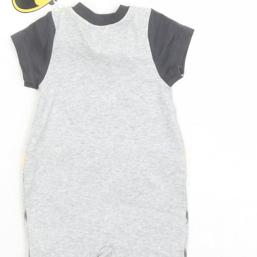 Batman Boys Grey Geometric Cotton Babygrow One-Piece Size 0-3 Months Snap - Baby By Day Hero By Night