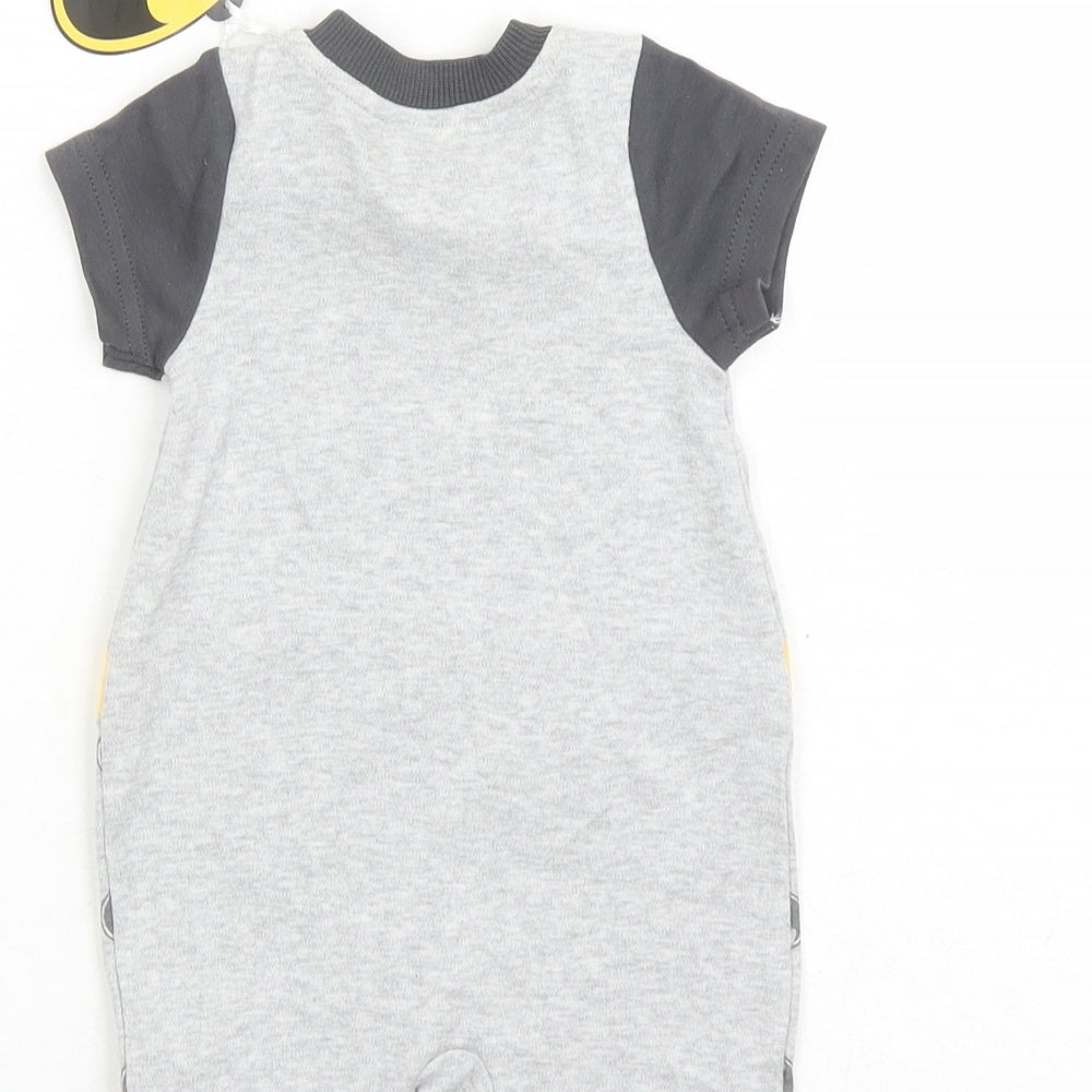 Batman Boys Grey Geometric Cotton Babygrow One-Piece Size 0-3 Months Snap - Baby By Day Hero By Night