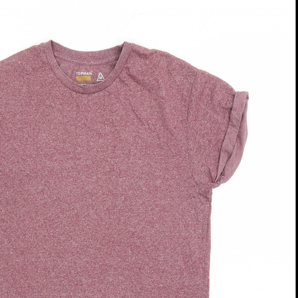 Topman Mens Red Cotton T-Shirt Size M Crew Neck