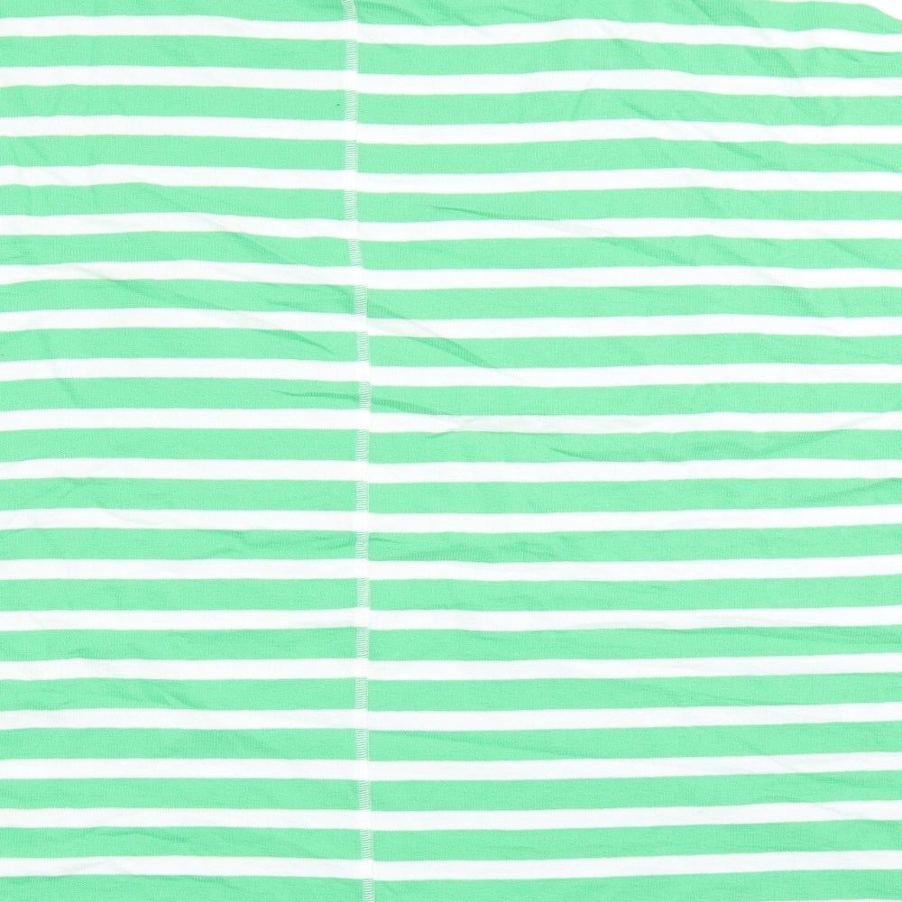 Marks and Spencer Womens Green Striped 100% Cotton Basic T-Shirt Size 20 Round Neck