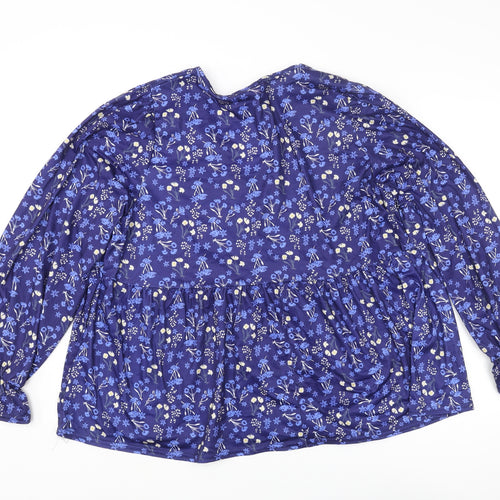 In the Style Womens Blue Floral Polyester Basic Blouse Size 16 V-Neck - Peplum