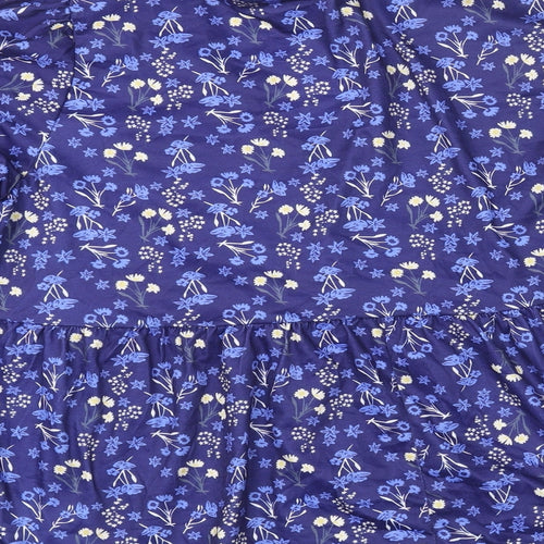 In the Style Womens Blue Floral Polyester Basic Blouse Size 16 V-Neck - Peplum