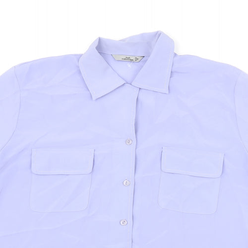 Style Collection Womens Purple Polyester Basic Button-Up Size 14 Collared