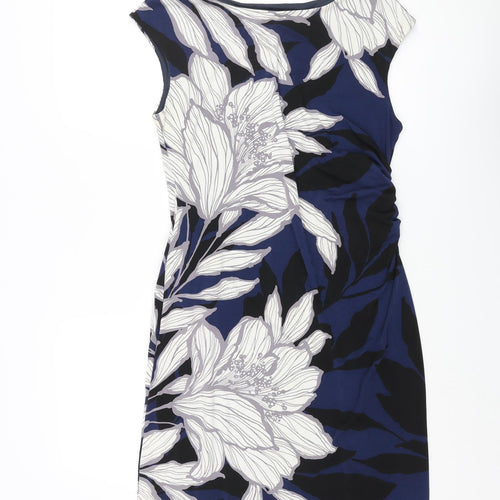 Roman Womens Multicoloured Floral Polyester Pencil Dress Size 18 Collared Pullover - Rouched