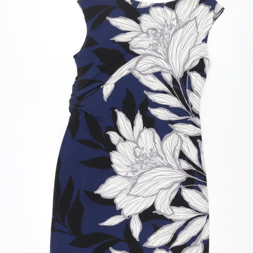 Roman Womens Multicoloured Floral Polyester Pencil Dress Size 18 Collared Pullover - Rouched