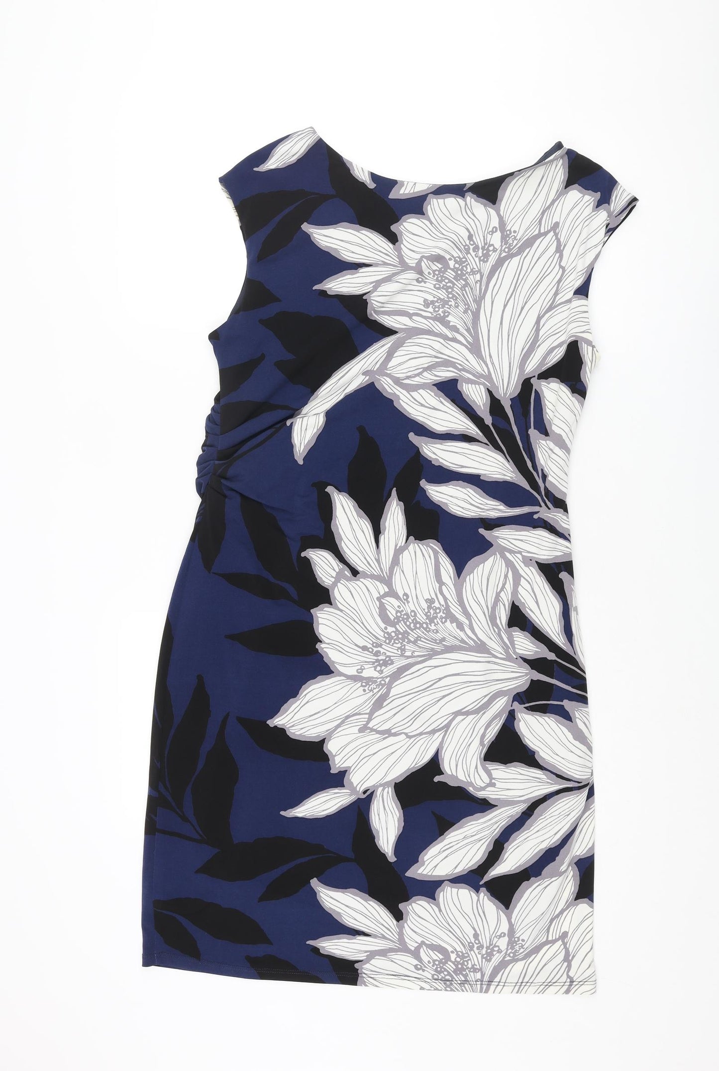 Roman Womens Multicoloured Floral Polyester Pencil Dress Size 18 Collared Pullover - Rouched