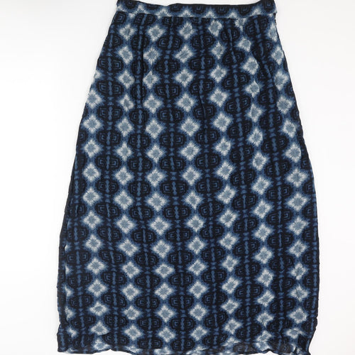 NEXT Womens Blue Geometric Viscose Maxi Skirt Size 14 Zip