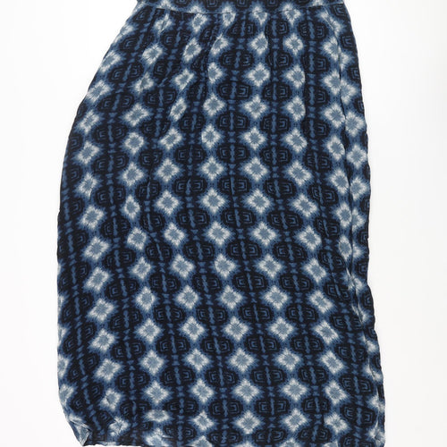 NEXT Womens Blue Geometric Viscose Maxi Skirt Size 14 Zip