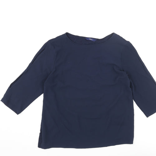 NEXT Womens Blue Polyester Basic Blouse Size 14 Round Neck - Sleeve Cut Out
