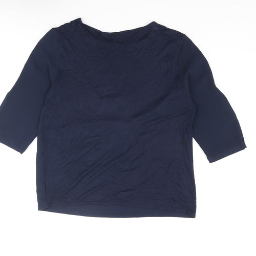 NEXT Womens Blue Polyester Basic Blouse Size 14 Round Neck - Sleeve Cut Out